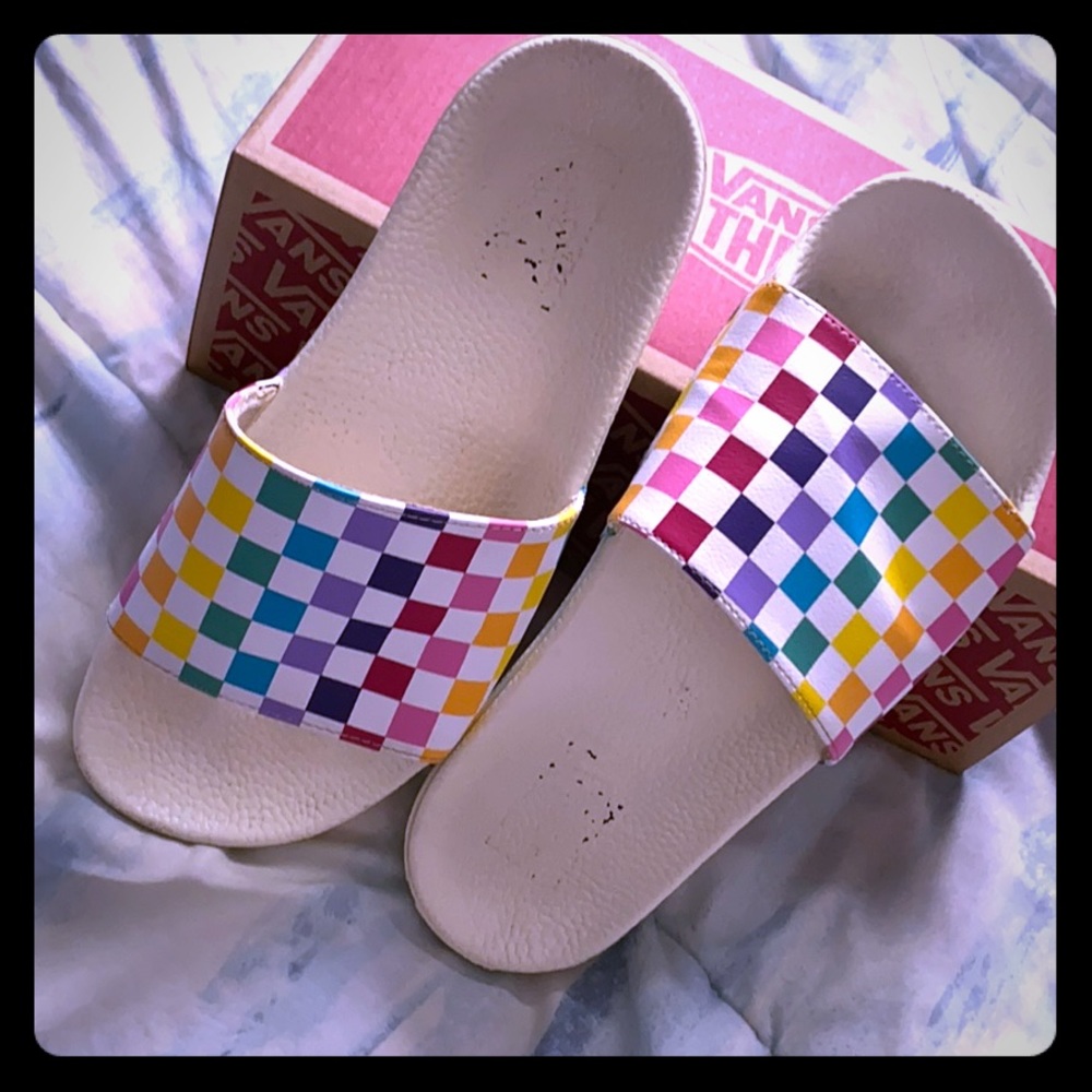 Vans Rainbow Check Slide Sandals